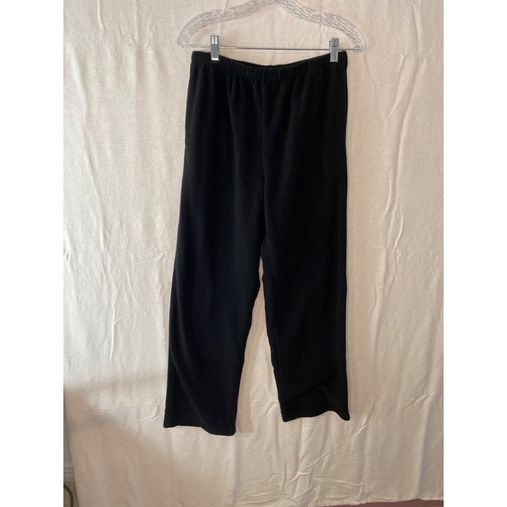 Women’s Black Velour Lounge Set EKOUER V Neck Top Pants Size M - Picture 10 of 13